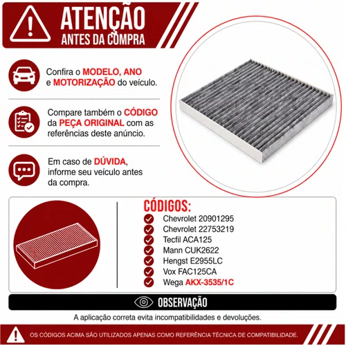 Filtro Cabine Captiva Equinox Sonata - Wega AKX3535/1C
