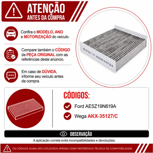 Filtro Cabine Fusion 2.5 2010 Em Diante - Wega AKX35127/C