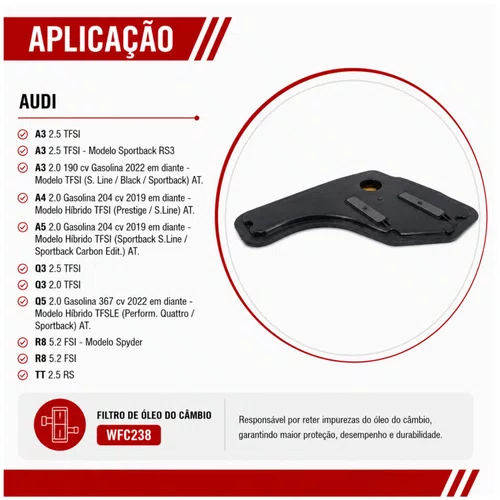 Filtro De Óleo Do Câmbio Audi A3 A4 A5 Q3 Q5 - Wega WFC238