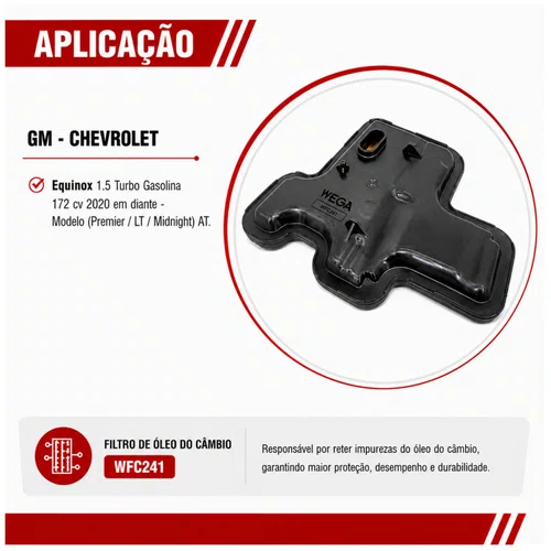 Filtro De Óleo Do Câmbio GM Equinox 1.5 - Wega WFC241