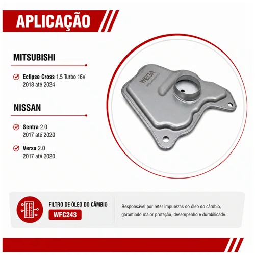 Filtro De Óleo Do Câmbio Mitsubishi, Nissan - Wega WFC243