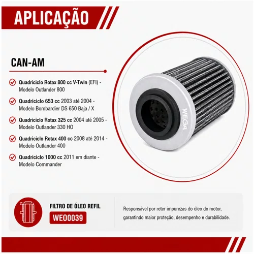 Filtro De Óleo Can-Am Quadriciclo - Wega WEO0039
