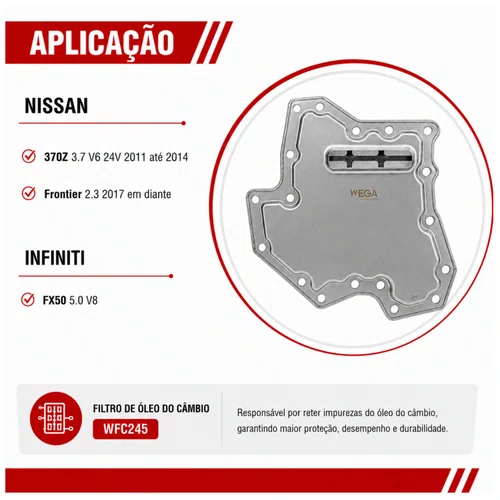 Filtro Óleo Câmbio Nissan Frontier, Infiniti - Wega WFC245