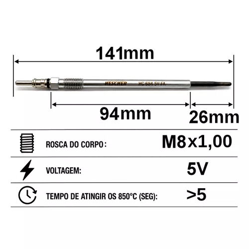 Vela Aquecedora Expert, Jumpy, Scudo 1.5 - Hescher HC681