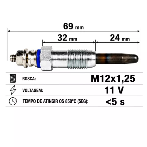 Vela aquecedora Jumper, Berlingo, Silverado - Hescher HC110