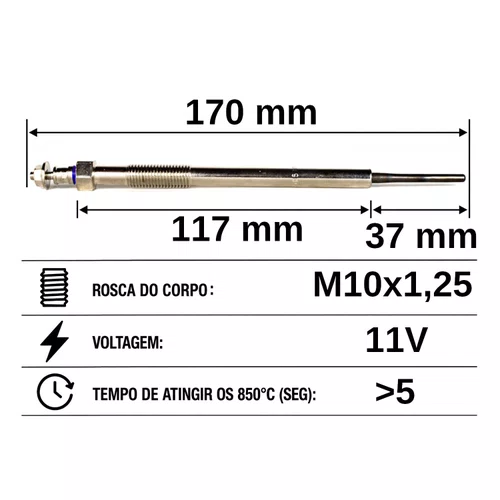 VELA AQUECEDORA HC505 TOYOTA HILUX 3.0, LAND CRUISER 3.0