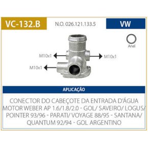 Flange Água VC132B VW Todos Motor Ap
