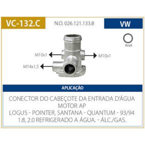 Flange Água VC132C Logus, Pointer, Santana Motor Ap 93>