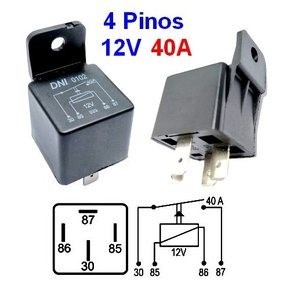 Rele 4 Pinos 40A 12V Uso Geral VW, GM, FORD, FIAT, TOYOTA - DNI0102