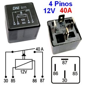 Rele Auxiliar 4 Pinos 40A 12V Uso Geral Sem Suporte - DNI0111