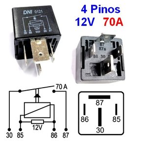 Rele Auxiliar 4 Pinos 70A Com 2 Terminais Largos – DNI0121